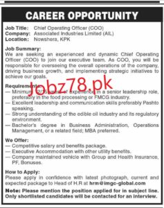 Associate Industries Limited (AIL) Jobs In Nowshera KPK May 2024