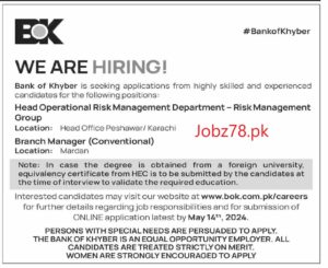 Bank of Khyber Jobs In Peshawar And Karachi May 2024