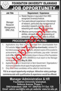 Foundation University Islamabad Jobs May 2024