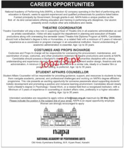 National Academy of Performing Arts (NAPA) Jobs May 2024