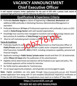 PO BOX NO 635 GPO Rawalpindi Jobs May 2024