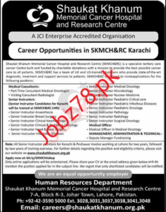 Shaukat Khanum SKMCH&RC Jobs In Karachi May 2024