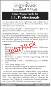 Sindh Bank Jobs In Karachi May 2024