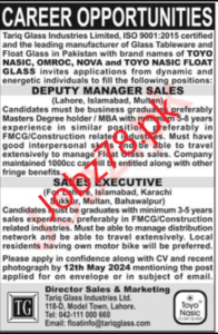 Tariq Glass Industries Limited Jobs May 2024