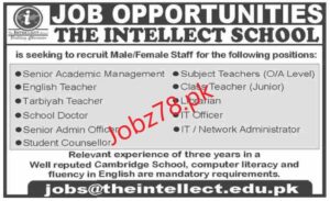 The Intellect School Jobs May 2024