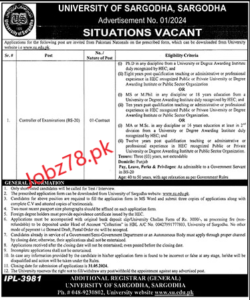 University of Sargodha Jobs In Sargodha May 2024
